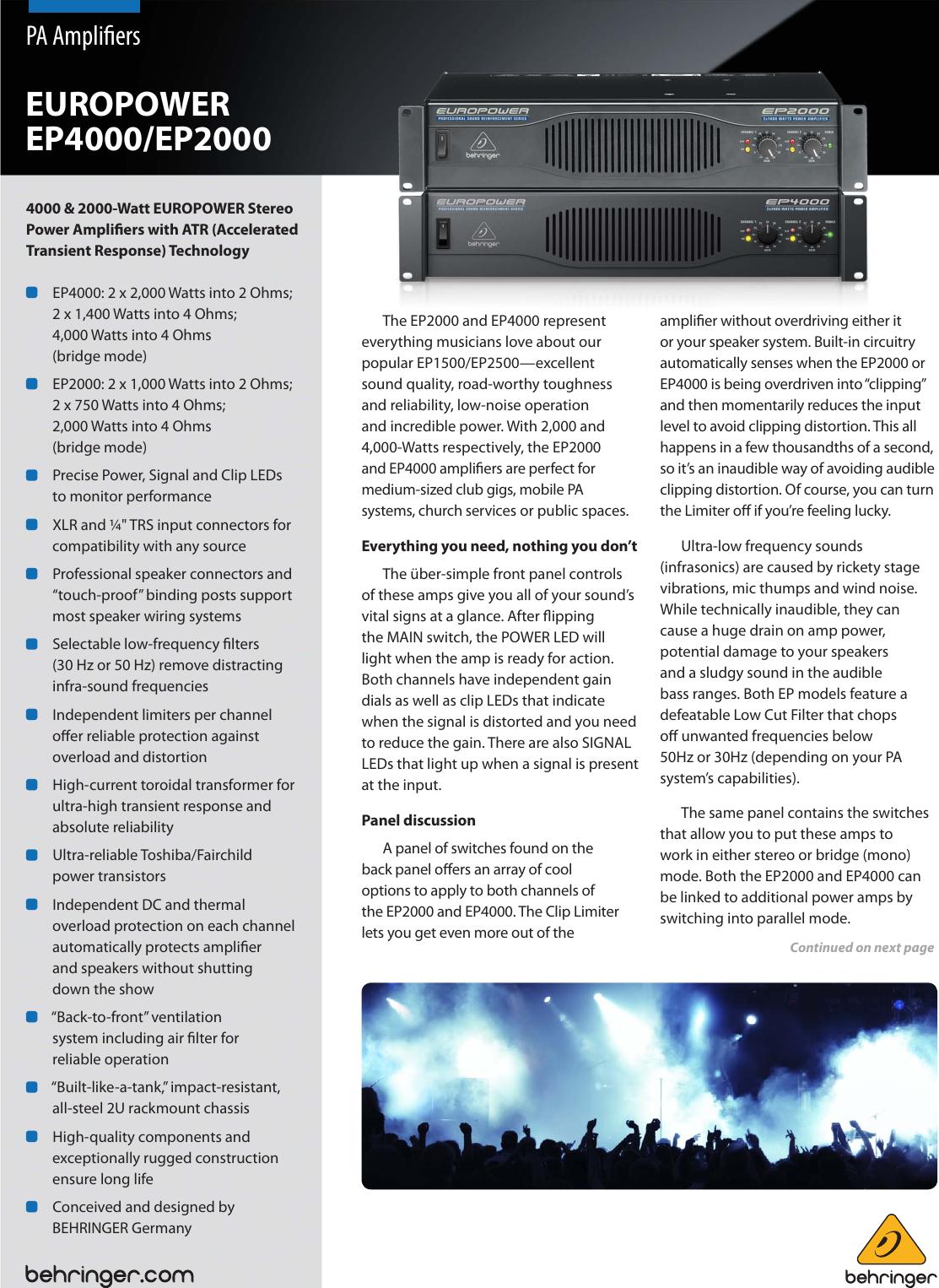 Page 1 of 4 - Behringer Behringer-Europower-Ep2000-Brochure- EUROPOWER EP4000/EP2000  Behringer-europower-ep2000-brochure