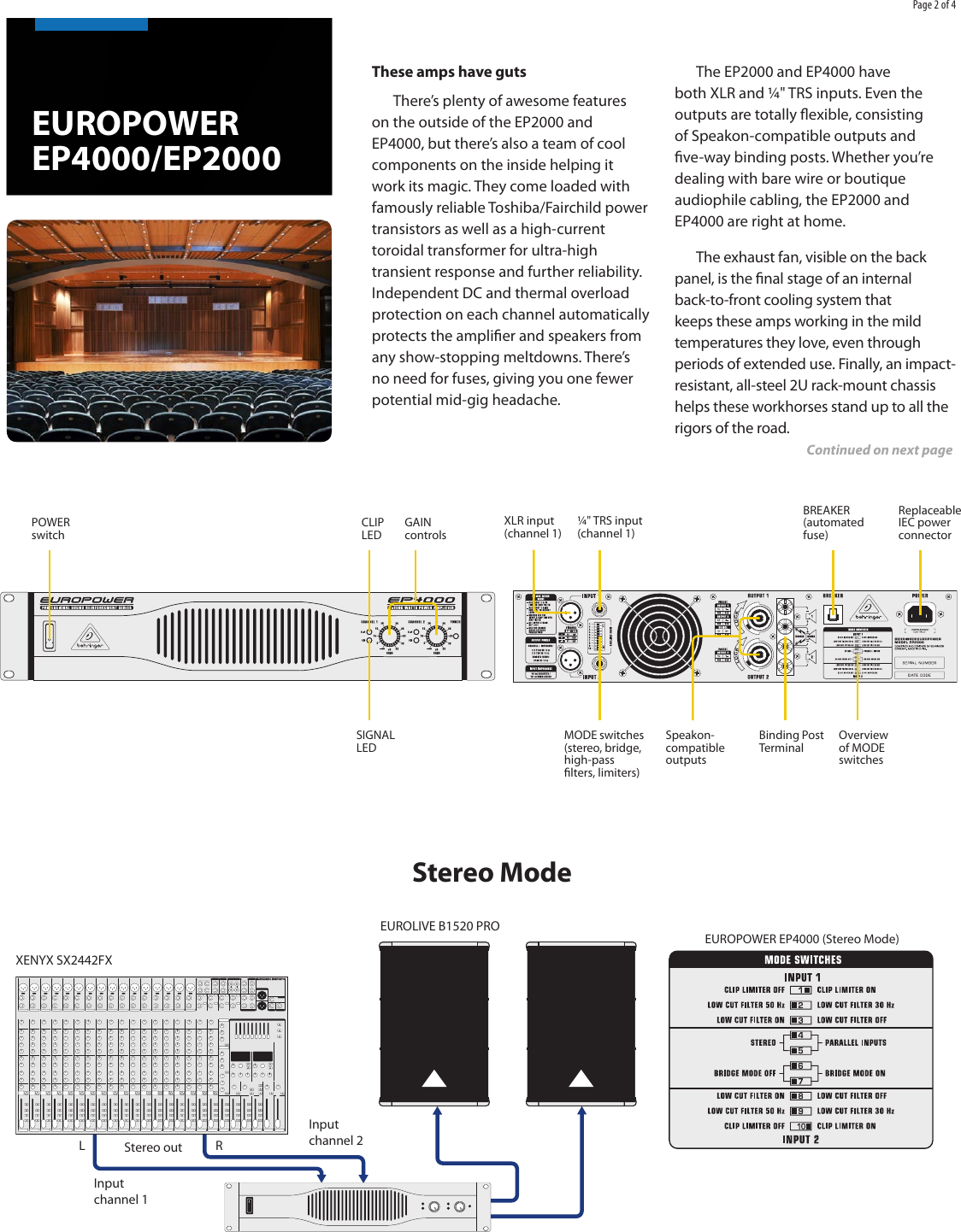 Page 2 of 4 - Behringer Behringer-Europower-Ep2000-Brochure- EUROPOWER EP4000/EP2000  Behringer-europower-ep2000-brochure