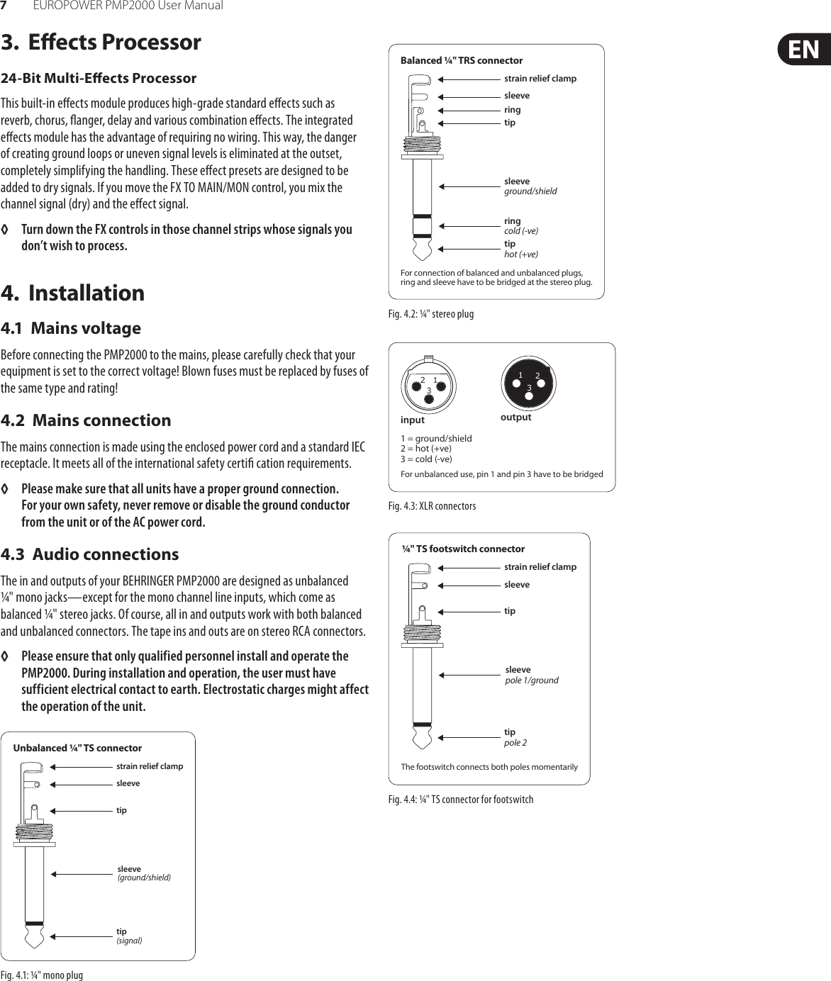 Page 7 of 12 - Behringer Behringer-Europower-Pmp2000-Users-Manual- EUROPOWER PMP2000  Behringer-europower-pmp2000-users-manual