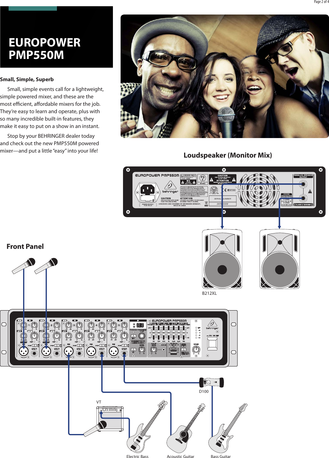 Page 2 of 4 - Behringer Behringer-Europower-Pmp550M-Brochure- P0AJV (PMP550M) Behringer-europower-pmp550m-brochure