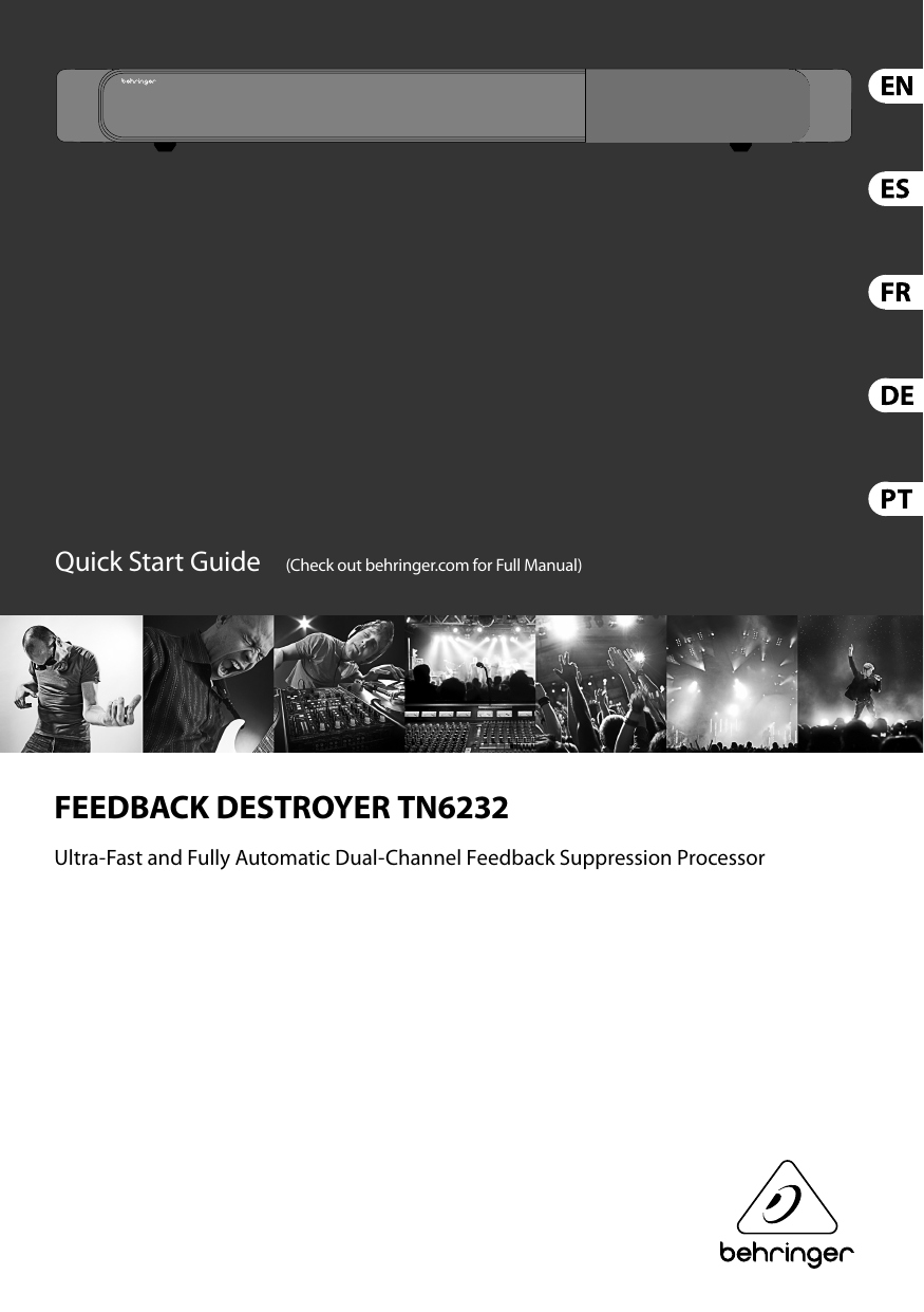 Page 1 of 12 - Behringer Behringer-Feedback-Destroyer-Tn6232-Quick-Start-Manual- P0ACW (TN6232)  Behringer-feedback-destroyer-tn6232-quick-start-manual