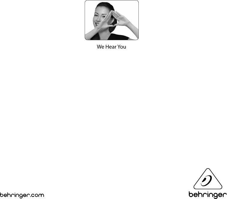 Page 12 of 12 - Behringer Behringer-Feedback-Destroyer-Tn6232-Quick-Start-Manual- P0ACW (TN6232)  Behringer-feedback-destroyer-tn6232-quick-start-manual