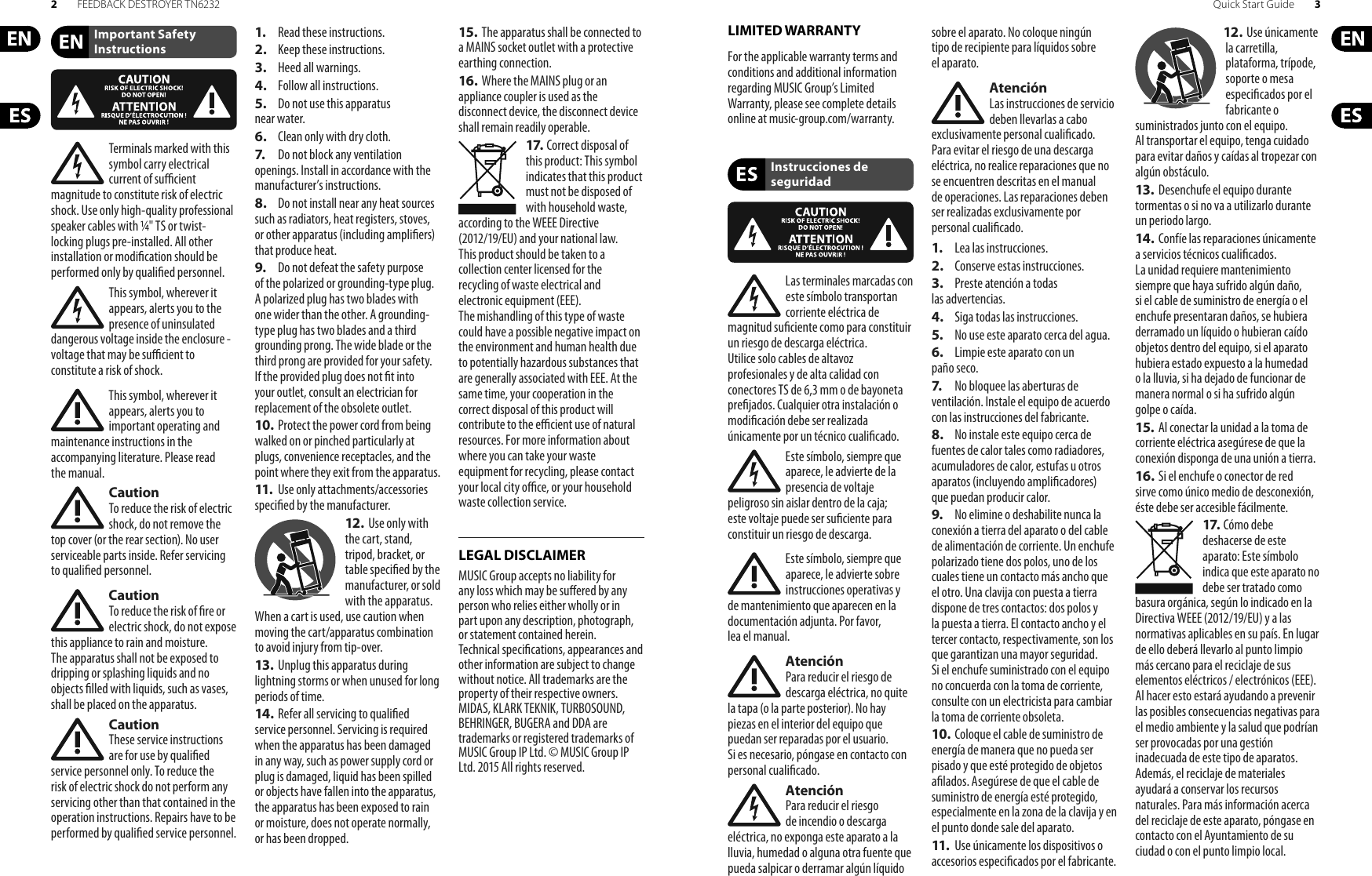 Page 2 of 12 - Behringer Behringer-Feedback-Destroyer-Tn6232-Quick-Start-Manual- P0ACW (TN6232)  Behringer-feedback-destroyer-tn6232-quick-start-manual