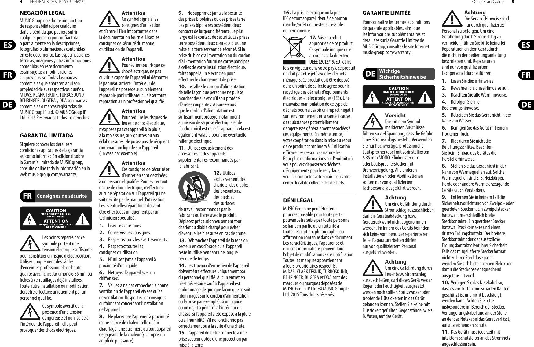 Page 3 of 12 - Behringer Behringer-Feedback-Destroyer-Tn6232-Quick-Start-Manual- P0ACW (TN6232)  Behringer-feedback-destroyer-tn6232-quick-start-manual