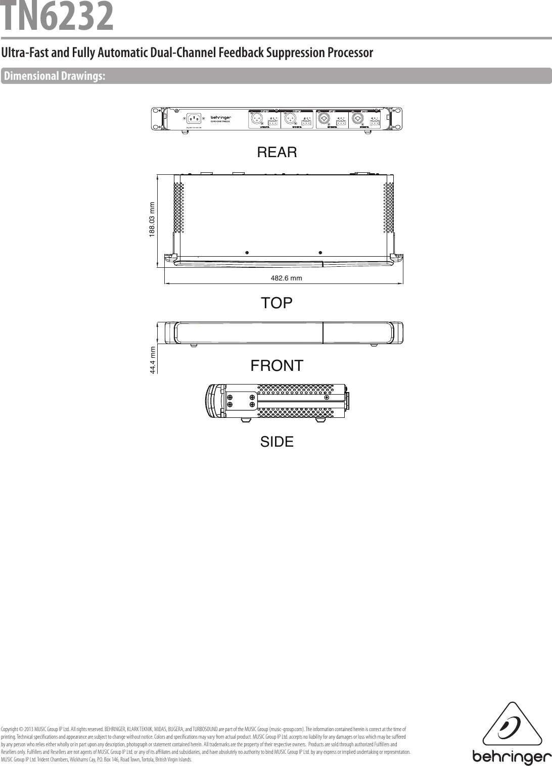 Page 4 of 4 - Behringer Behringer-Feedback-Destroyer-Tn6232-Specification-Sheet- TN6232  Behringer-feedback-destroyer-tn6232-specification-sheet