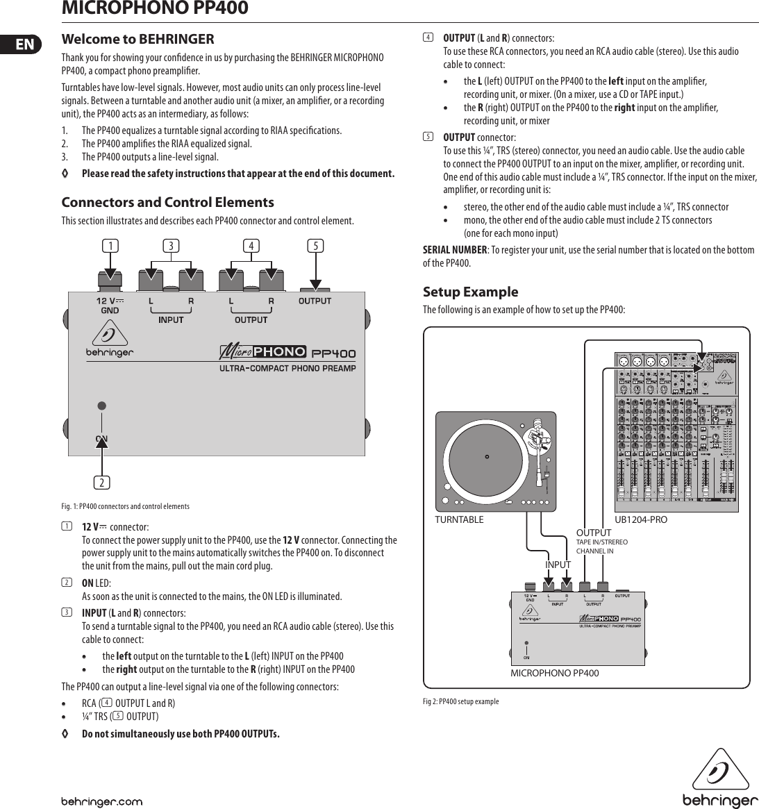 Page 1 of 2 - Behringer Behringer-Microphono-Pp400-Users-Manual- MICROPHONO PP400  Behringer-microphono-pp400-users-manual