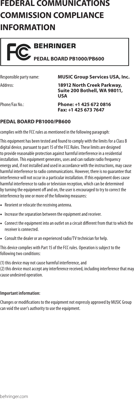 Page 3 of 3 - Behringer Behringer-Pedal-Board-Pb1000-Pb600-Users-Manual- Pedal Board PB1000/PB600  Behringer-pedal-board-pb1000-pb600-users-manual