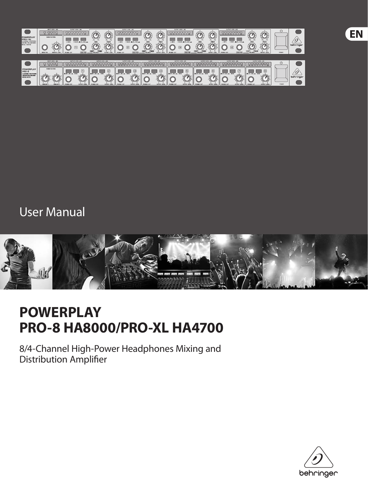 Page 1 of 10 - Behringer Behringer-Powerplay-Pro-Xl-Ha4700-Users-Manual- POWERPLAY PRO-8 HA8000/PRO-XL HA4700  Behringer-powerplay-pro-xl-ha4700-users-manual