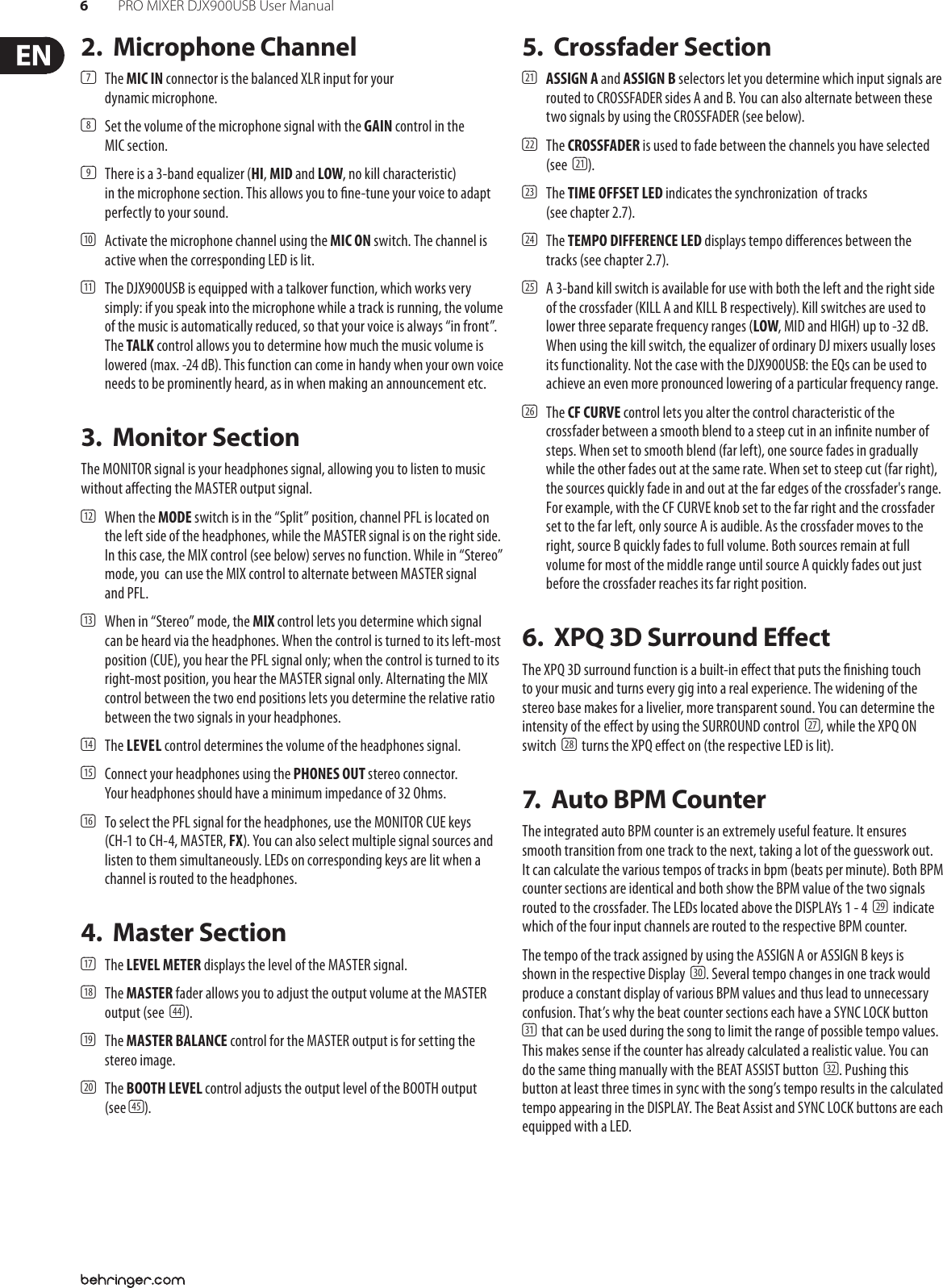 Page 6 of 11 - Behringer Behringer-Pro-Mixer-Djx900Usb-Users-Manual- PRO MIXER DJX900USB  Behringer-pro-mixer-djx900usb-users-manual