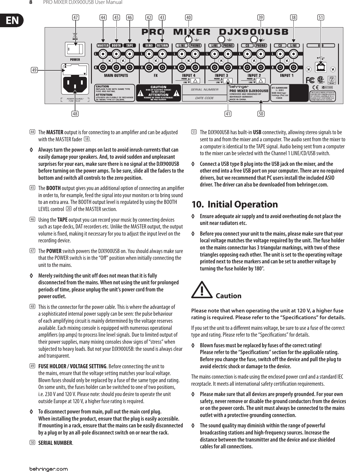 Page 8 of 11 - Behringer Behringer-Pro-Mixer-Djx900Usb-Users-Manual- PRO MIXER DJX900USB  Behringer-pro-mixer-djx900usb-users-manual