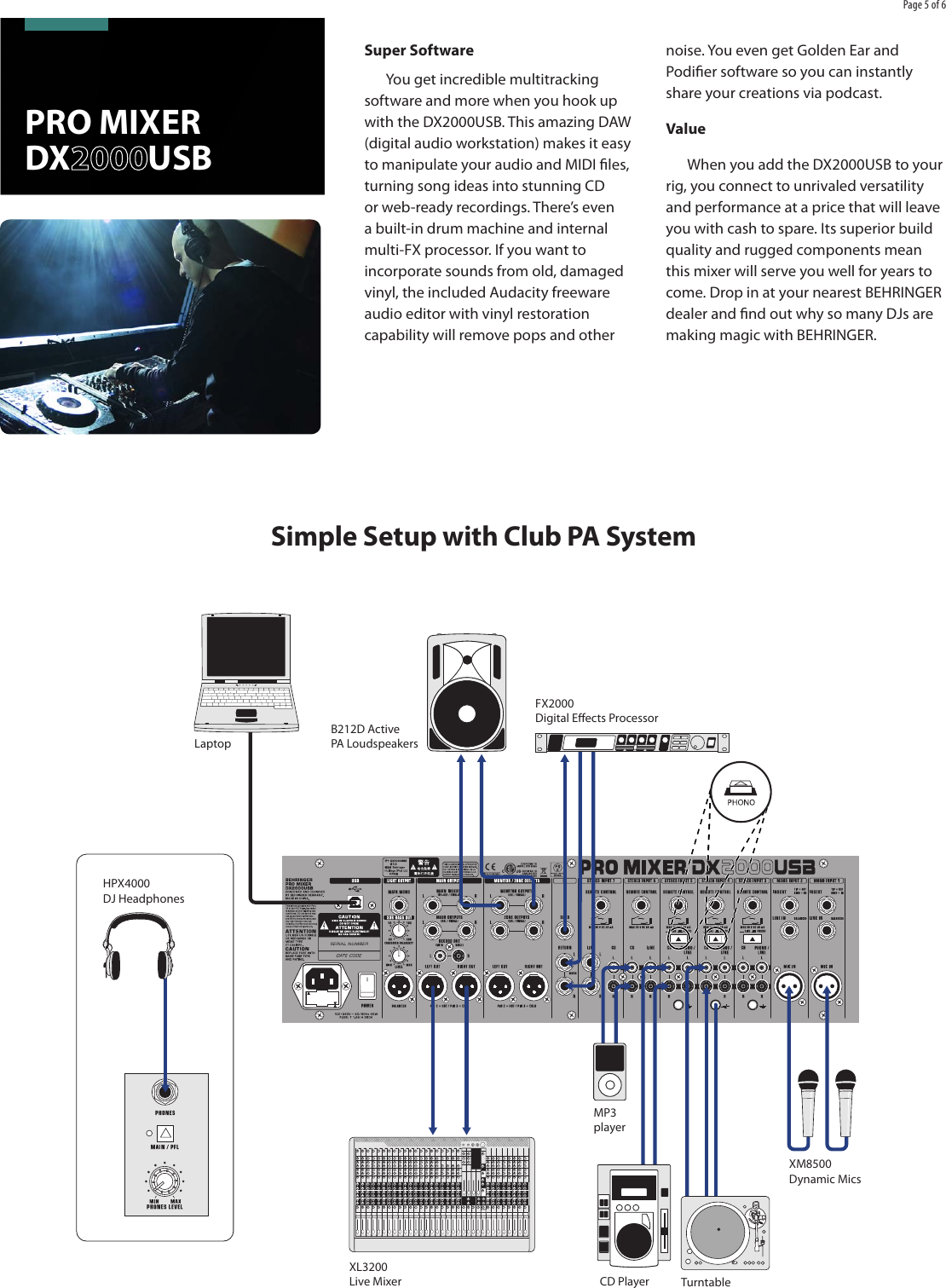 Page 5 of 6 - Behringer Behringer-Pro-Mixer-Dx2000Usb-Brochure- PRO MIXER DX2000USB  Behringer-pro-mixer-dx2000usb-brochure