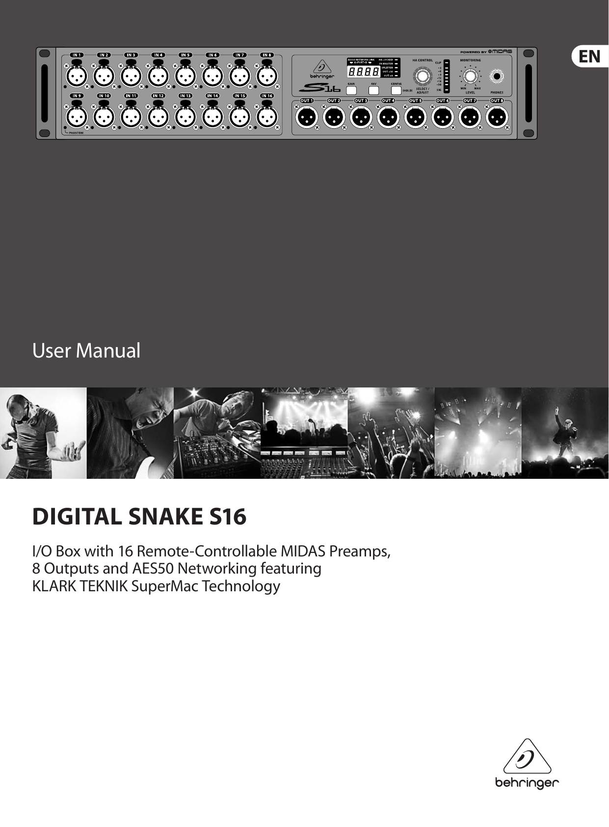 Page 1 of 9 - Behringer Behringer-S16-Users-Manual- DIGITAL SNAKE S16  Behringer-s16-users-manual