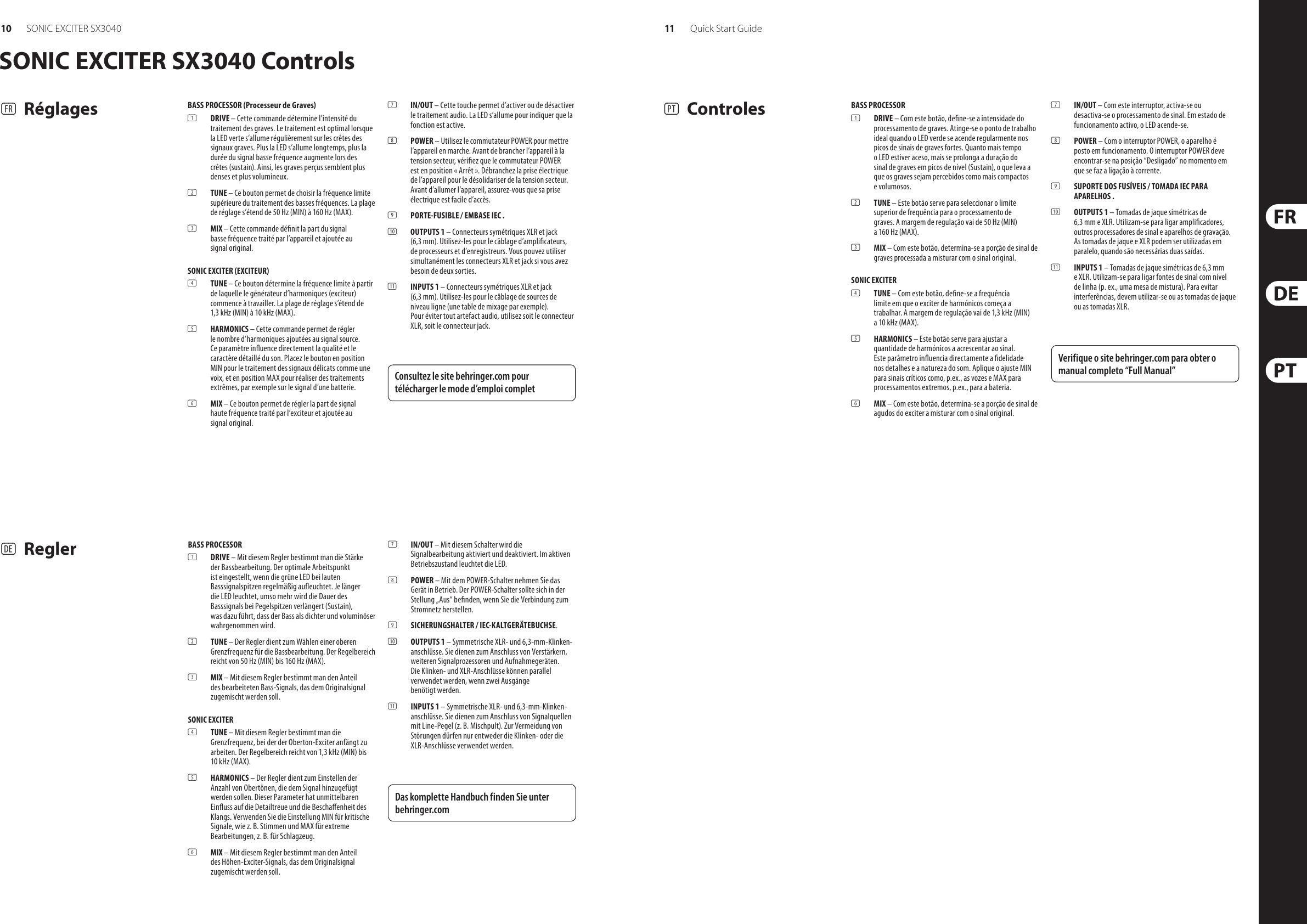Page 6 of 10 - Behringer Behringer-Sonic-Exciter-Sx3040-Quick-Start-Manual- SONIC EXCITER SX3040  Behringer-sonic-exciter-sx3040-quick-start-manual