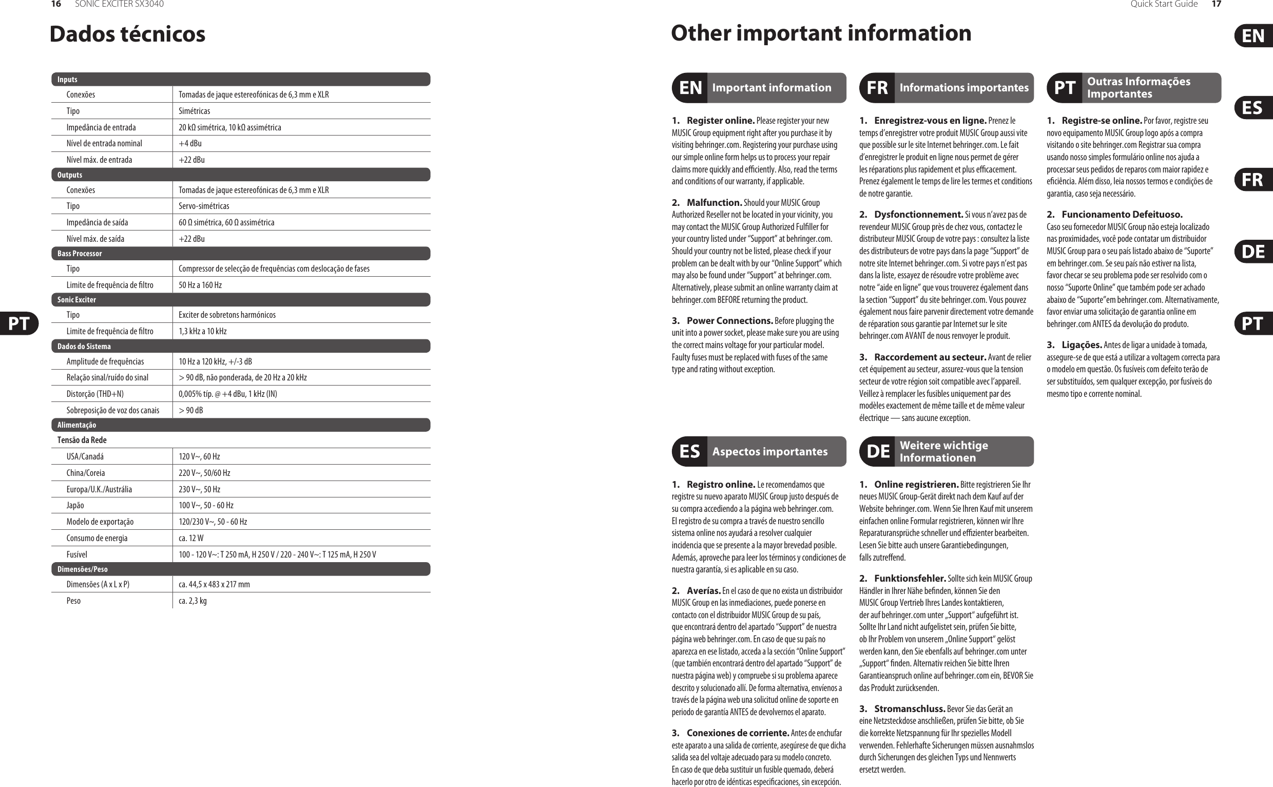 Page 9 of 10 - Behringer Behringer-Sonic-Exciter-Sx3040-Quick-Start-Manual- SONIC EXCITER SX3040  Behringer-sonic-exciter-sx3040-quick-start-manual