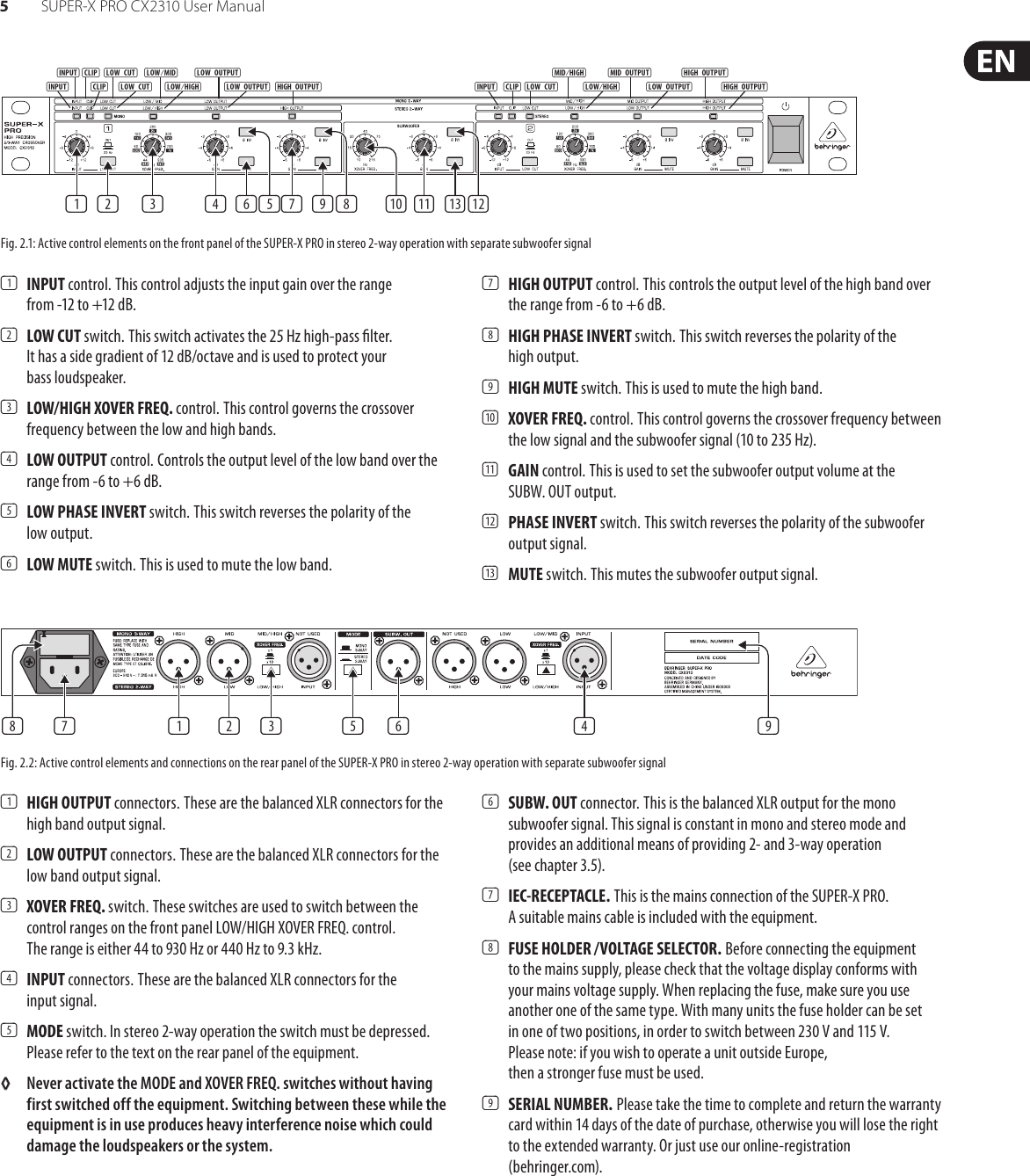 Page 5 of 10 - Behringer Behringer-Super-X-Pro-Cx2310-Users-Manual- SUPER-X PRO CX2310  Behringer-super-x-pro-cx2310-users-manual