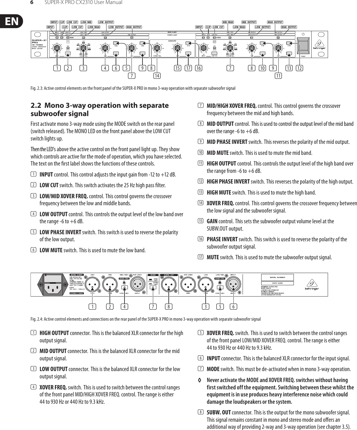 Page 6 of 10 - Behringer Behringer-Super-X-Pro-Cx2310-Users-Manual- SUPER-X PRO CX2310  Behringer-super-x-pro-cx2310-users-manual