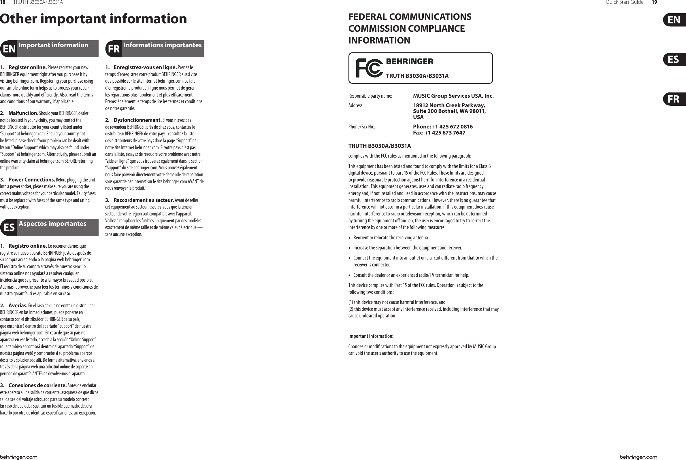 Page 10 of 11 - Behringer Behringer-Truth-B3031A-Quick-Start-Manual-  Behringer-truth-b3031a-quick-start-manual