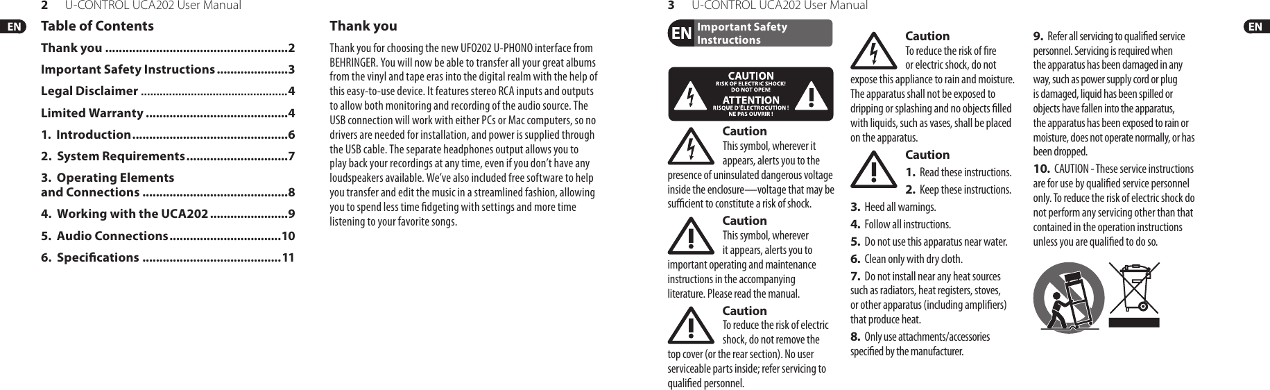 Page 2 of 9 - Behringer Behringer-U-Control-Uca202-Users-Manual- U-CONTROL UCA202  Behringer-u-control-uca202-users-manual