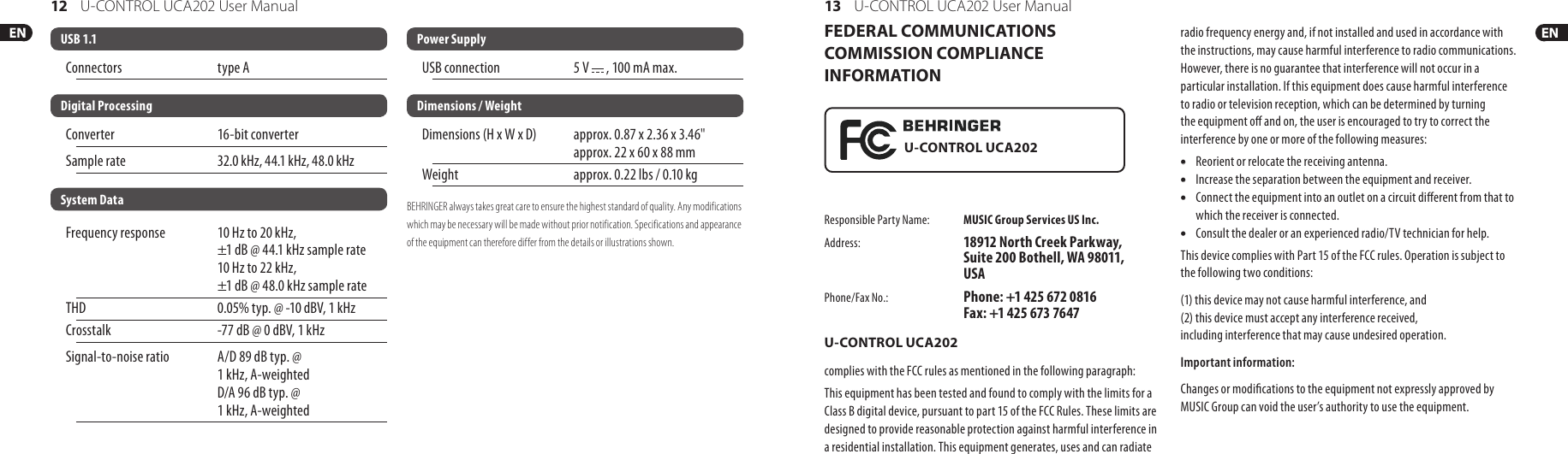 Page 7 of 9 - Behringer Behringer-U-Control-Uca202-Users-Manual- U-CONTROL UCA202  Behringer-u-control-uca202-users-manual