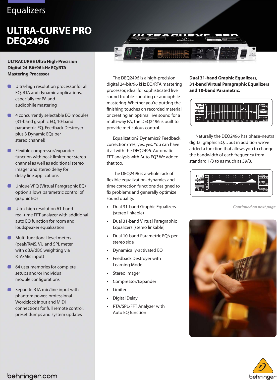 Page 1 of 7 - Behringer Behringer-Ultra-Curve-Pro-Deq2496-Users-Manual- ULTRA-CURVE PRO DEQ2496  Behringer-ultra-curve-pro-deq2496-users-manual