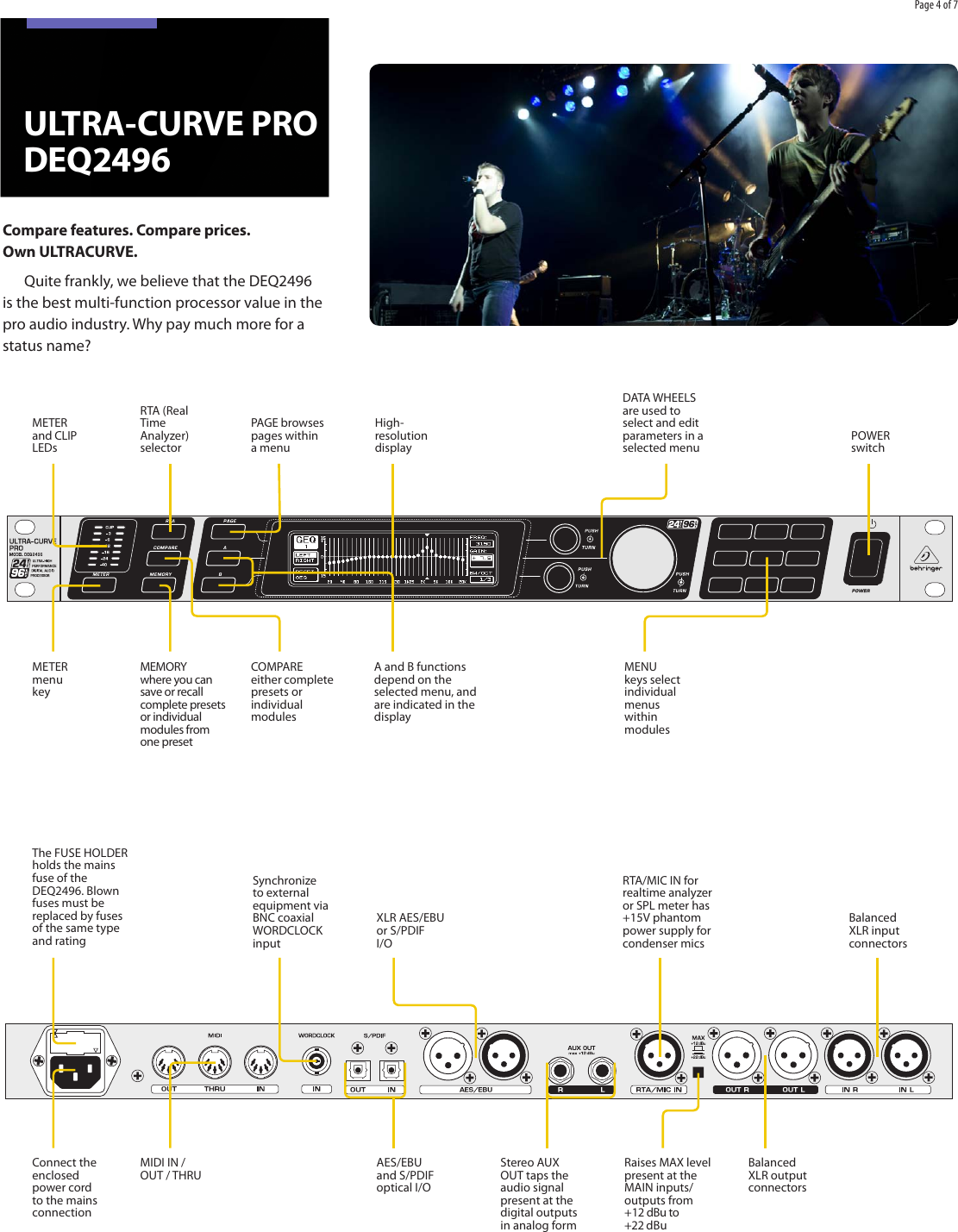 Page 4 of 7 - Behringer Behringer-Ultra-Curve-Pro-Deq2496-Users-Manual- ULTRA-CURVE PRO DEQ2496  Behringer-ultra-curve-pro-deq2496-users-manual