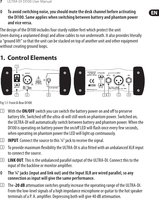 Page 7 of 12 - Behringer Behringer-Ultra-Di-Di100-Users-Manual- ULTRA-DI DI100  Behringer-ultra-di-di100-users-manual