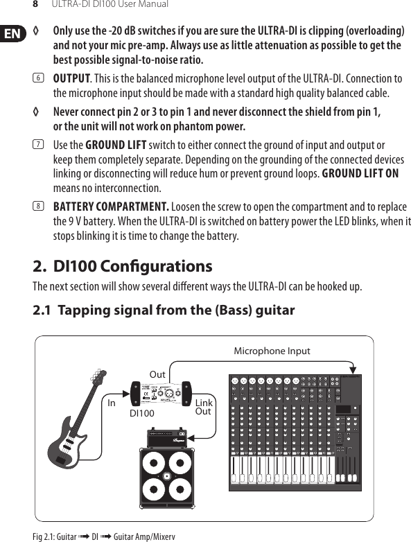 Page 8 of 12 - Behringer Behringer-Ultra-Di-Di100-Users-Manual- ULTRA-DI DI100  Behringer-ultra-di-di100-users-manual