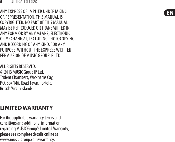 Page 5 of 12 - Behringer Behringer-Ultra-Di-Di20-Users-Manual- ULTRA-DI DI20  Behringer-ultra-di-di20-users-manual
