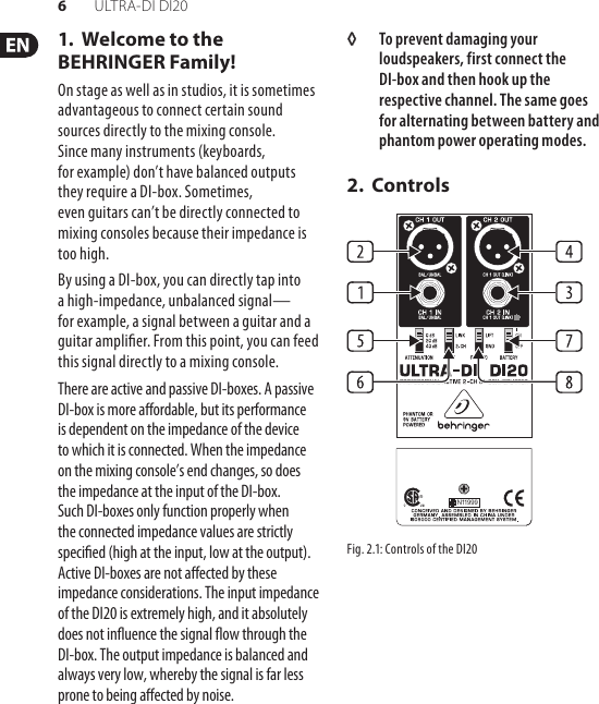 Page 6 of 12 - Behringer Behringer-Ultra-Di-Di20-Users-Manual- ULTRA-DI DI20  Behringer-ultra-di-di20-users-manual