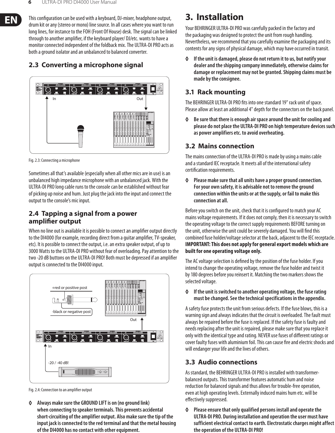 Page 6 of 9 - Behringer Behringer-Ultra-Di-Pro-Di4000-Users-Manual- ULTRA-DI PRO DI4000  Behringer-ultra-di-pro-di4000-users-manual