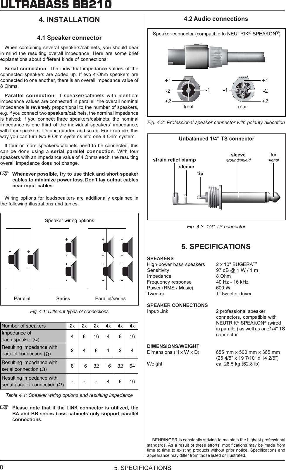 Page 8 of 9 - Behringer Behringer-Ultrabass-Bb210-Users-Manual- DATA-MANFULL_BB210_ENG_Rev_A.pmd  Behringer-ultrabass-bb210-users-manual