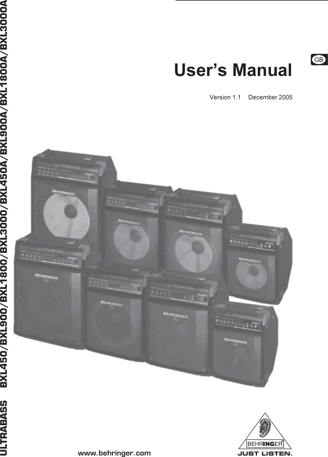 Page 1 of 10 - Behringer Behringer-Ultrabass-Bxl1800-Users-Manual- DATA-MANFULL_BXL_series_ENG_Rev_B.PMD  Behringer-ultrabass-bxl1800-users-manual