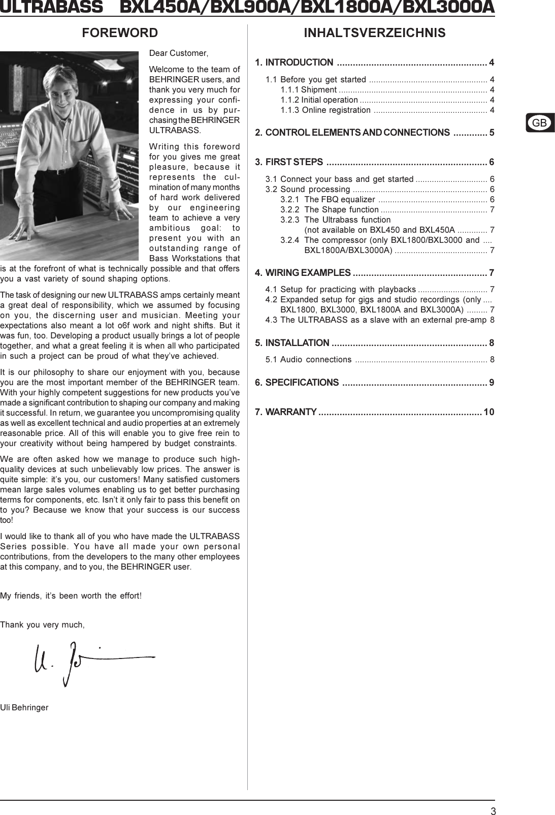 Page 3 of 10 - Behringer Behringer-Ultrabass-Bxl1800-Users-Manual- DATA-MANFULL_BXL_series_ENG_Rev_B.PMD  Behringer-ultrabass-bxl1800-users-manual