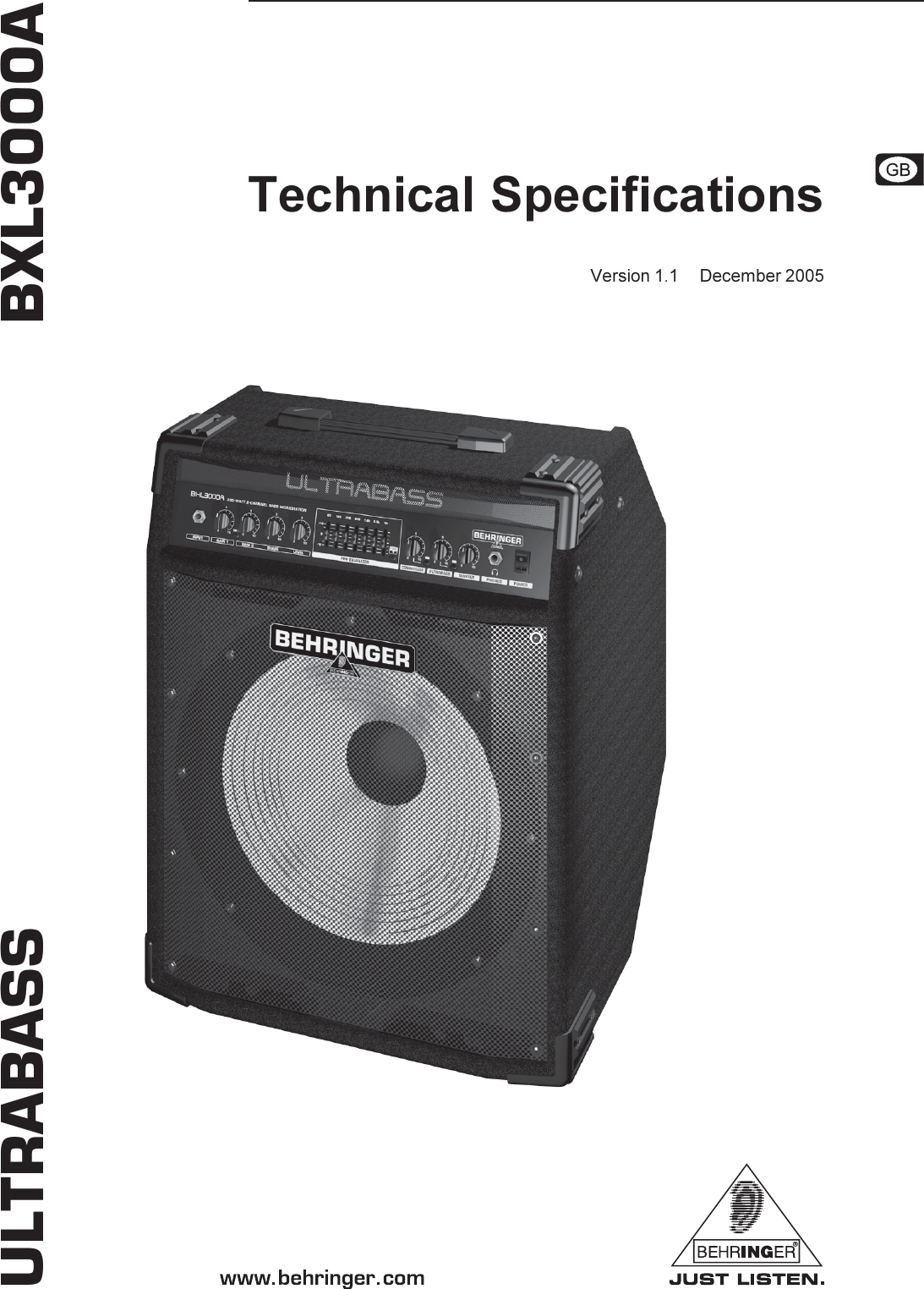 Page 1 of 3 - Behringer Behringer-Ultrabass-Bxl3000A-Specification-Sheet- BXL3000A_Tech_Info_Rev_B.pmd  Behringer-ultrabass-bxl3000a-specification-sheet