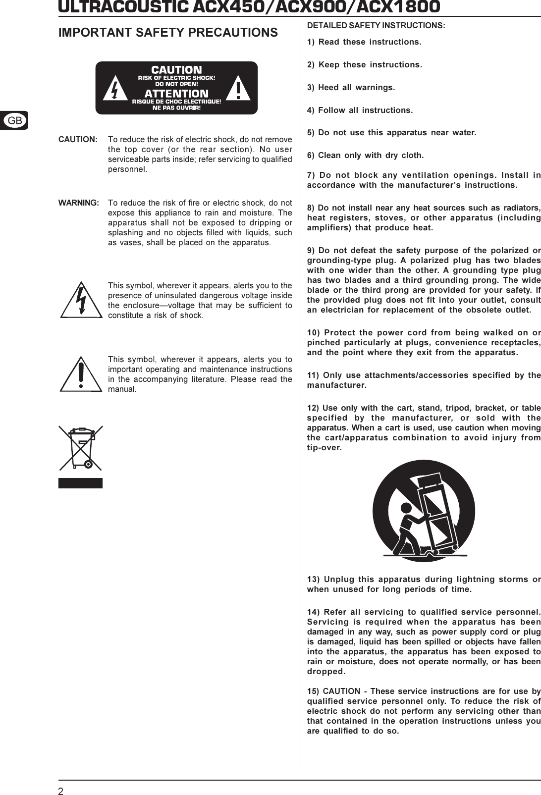 Page 2 of 12 - Behringer Behringer-Ultracoustic-Acx1800-Users-Manual-  Behringer-ultracoustic-acx1800-users-manual