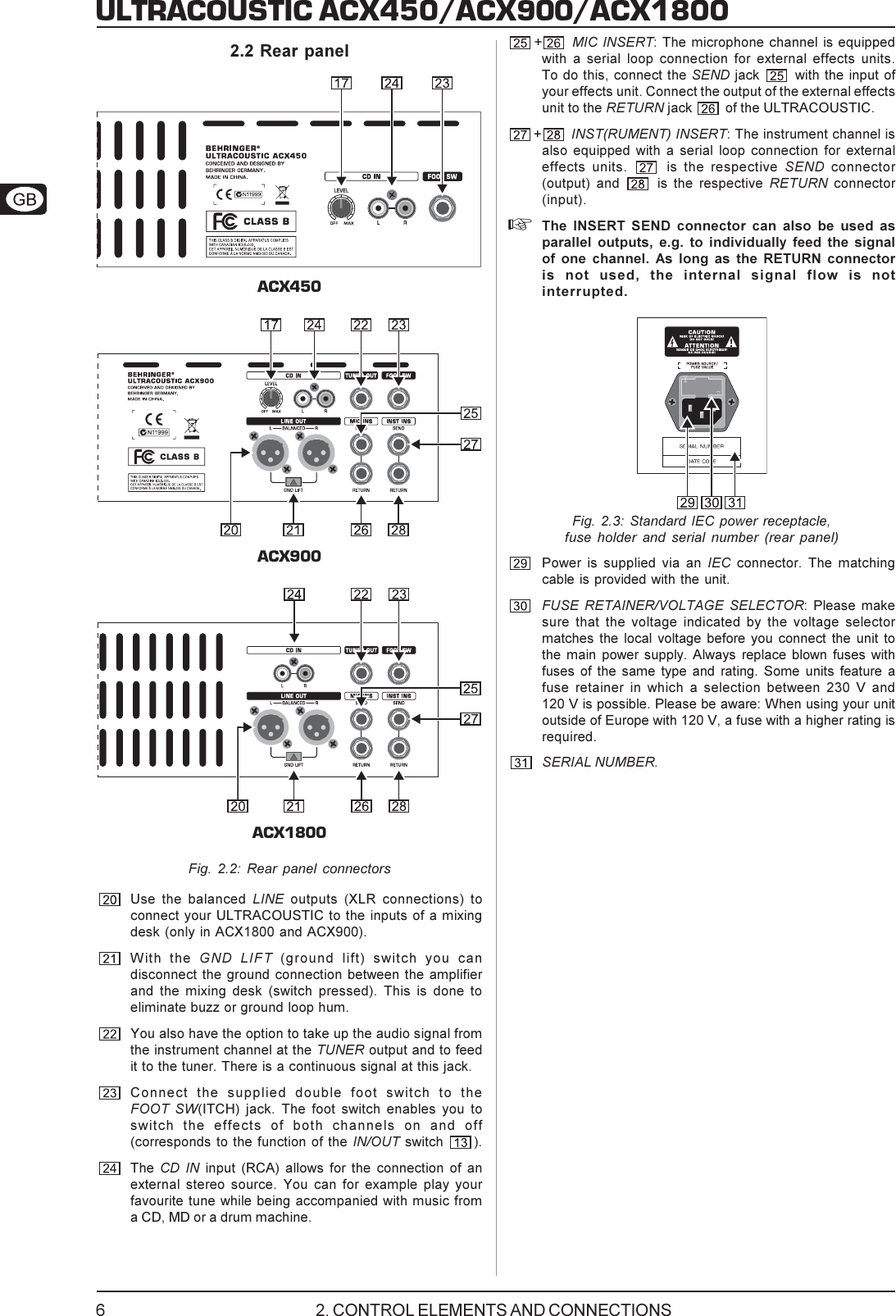 Page 6 of 12 - Behringer Behringer-Ultracoustic-Acx1800-Users-Manual-  Behringer-ultracoustic-acx1800-users-manual