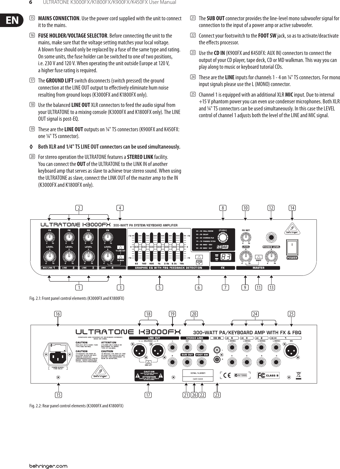 Page 6 of 11 - Behringer Behringer-Ultratone-K1800Fx-Users-Manual- ULTRATONE K3000FX/K1800FX/K900FX/K450FX  Behringer-ultratone-k1800fx-users-manual