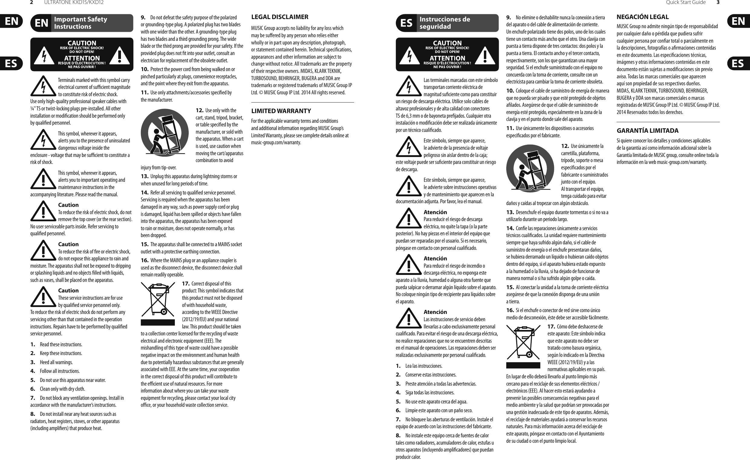 Page 2 of 11 - Behringer Behringer-Ultratone-Kxd12-Quick-Start-Manual- ULTRATONE KXD15/KXD12  Behringer-ultratone-kxd12-quick-start-manual