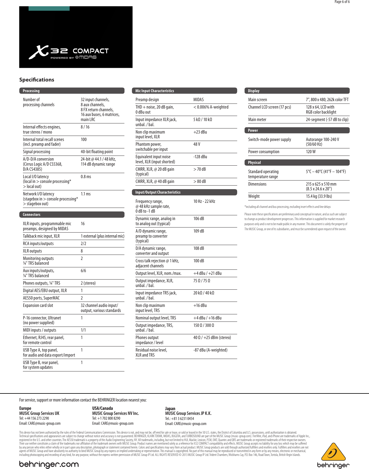 Page 6 of 6 - Behringer Behringer-X32-Compact-Tp-Brochure- X32_COMPACT  Behringer-x32-compact-tp-brochure
