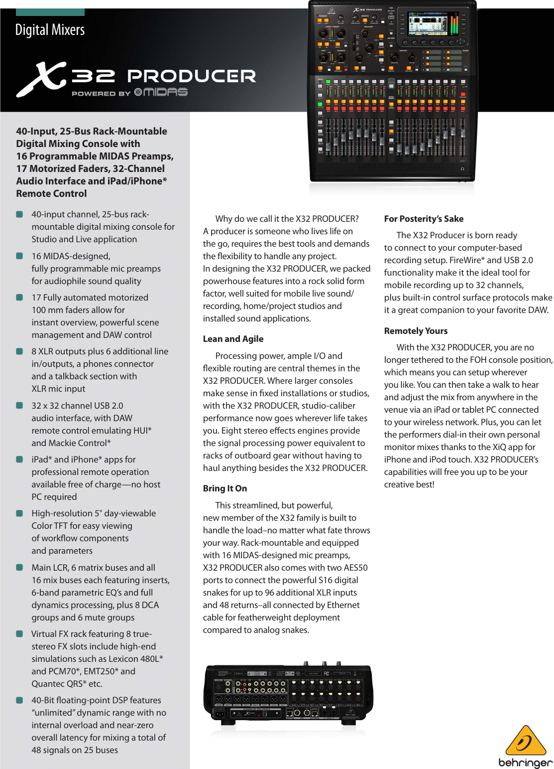 Page 1 of 5 - Behringer Behringer-X32-Producer-Brochure- X32_PRODUCER  Behringer-x32-producer-brochure