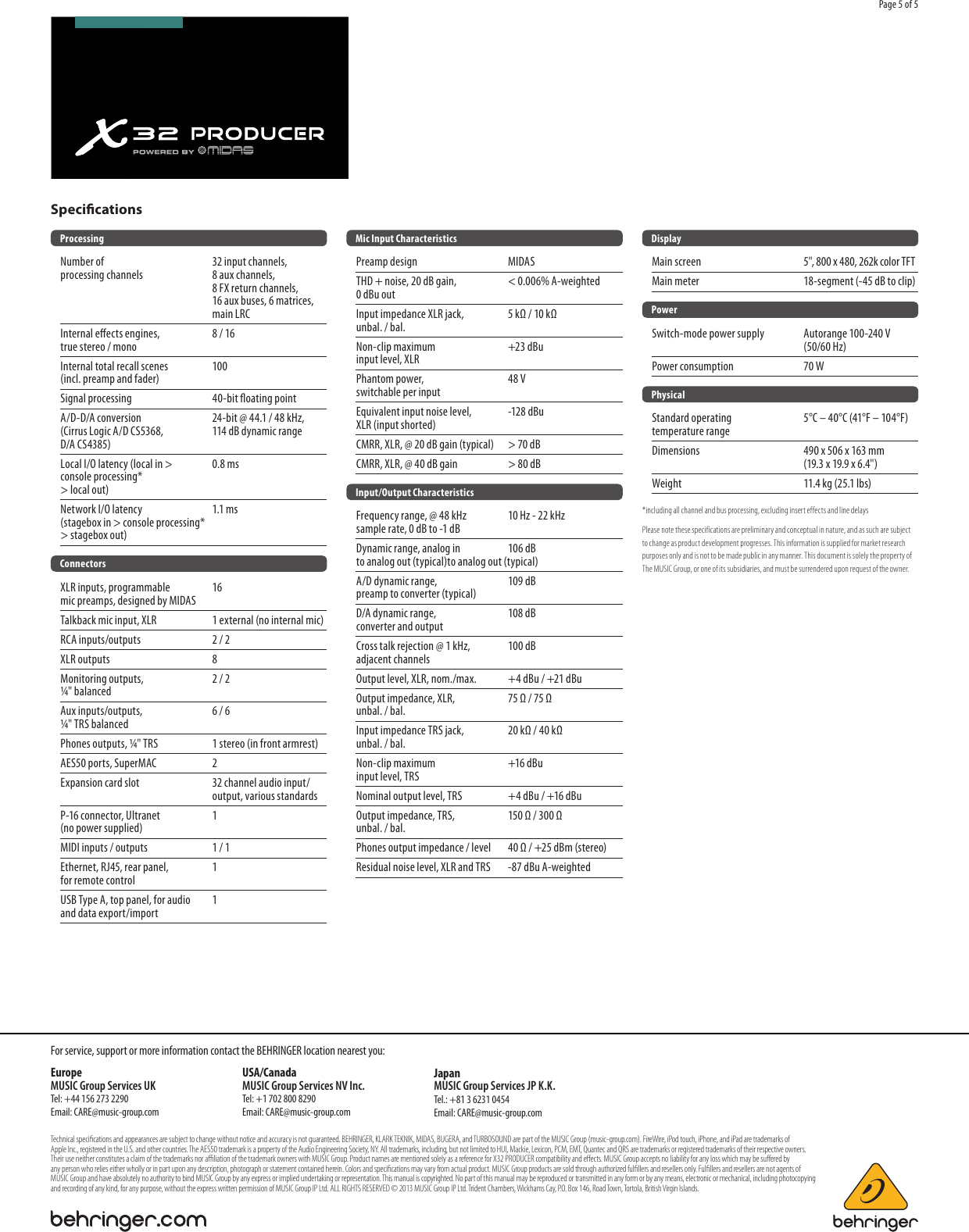 Page 5 of 5 - Behringer Behringer-X32-Producer-Brochure- X32_PRODUCER  Behringer-x32-producer-brochure