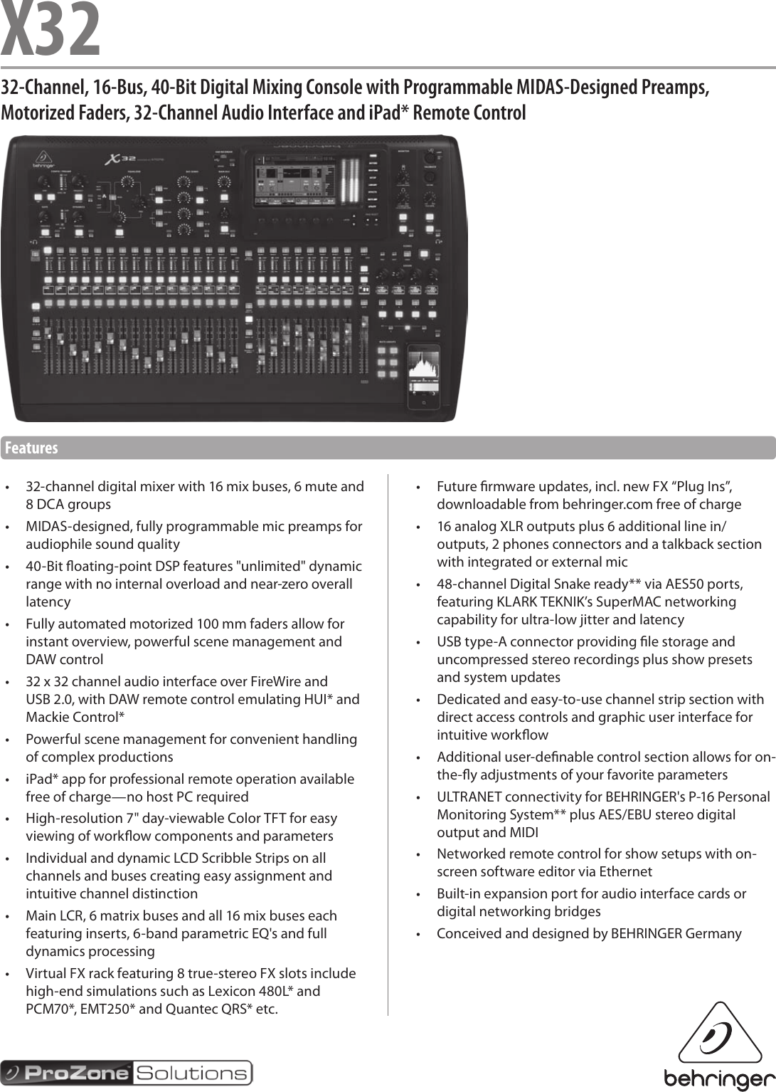 Page 1 of 5 - Behringer Behringer-X32-Tp-Specification-Sheet- DIGITAL MIXER X32 Behringer-x32-tp-specification-sheet