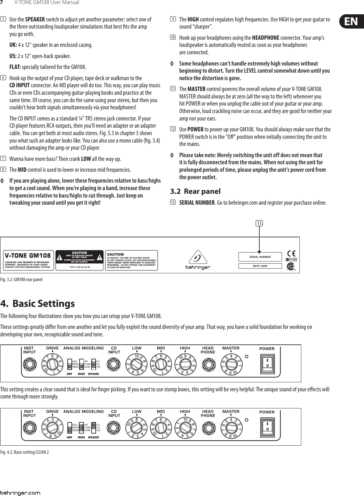 Page 7 of 12 - Behringer GM108 V-TONE User Manual  To The 037a1abc-4482-4853-a9f9-1158682e4380