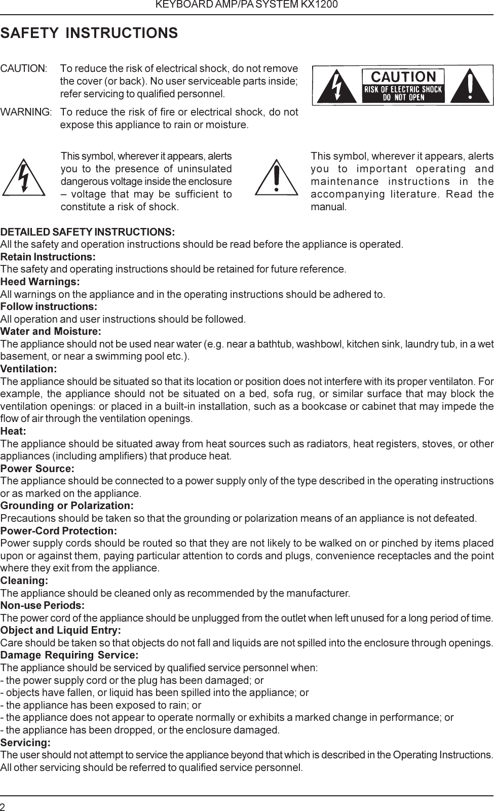 Page 2 of 12 - Behringer KX1200 DATA-MANFULL_KX1200_ENG_Rev. B.p65 User Manual  To The 0c90fc38-e5e2-4109-8f7c-83b48de6382a