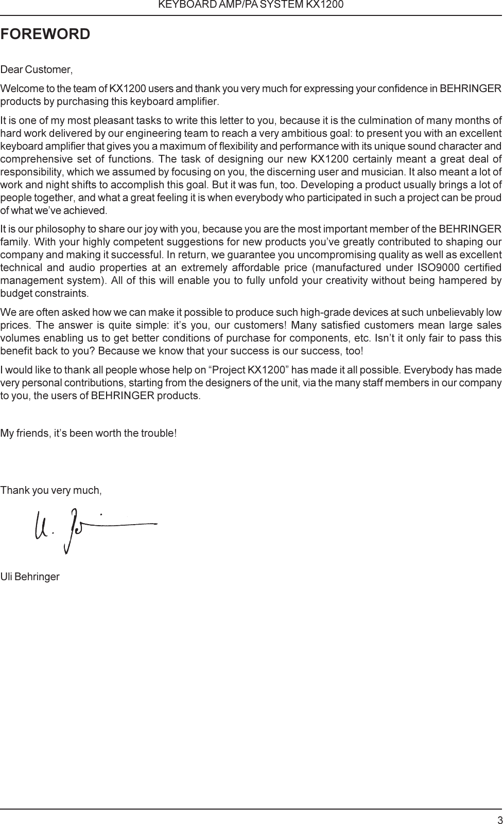 Page 3 of 12 - Behringer KX1200 DATA-MANFULL_KX1200_ENG_Rev. B.p65 User Manual  To The 0c90fc38-e5e2-4109-8f7c-83b48de6382a