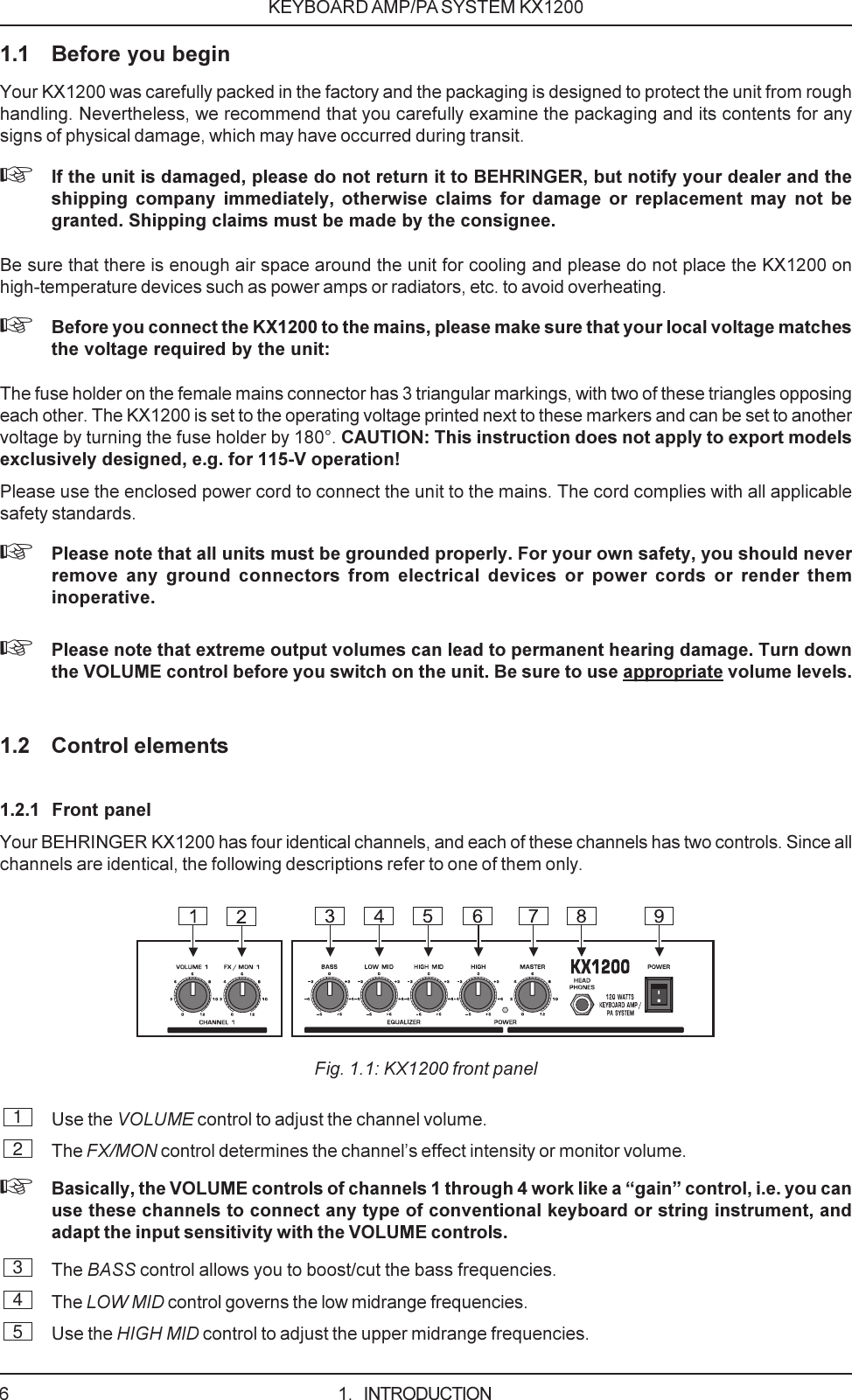 Page 6 of 12 - Behringer KX1200 DATA-MANFULL_KX1200_ENG_Rev. B.p65 User Manual  To The 0c90fc38-e5e2-4109-8f7c-83b48de6382a