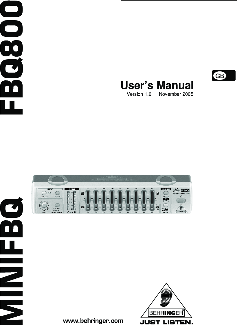 Page 1 of 1 - Behringer MiniFBQ FBQ800 User Manual  To The 114380c1-0699-434f-be5b-5ec559092810
