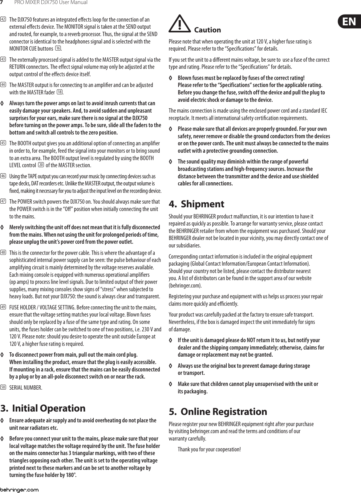 Page 7 of 10 - Behringer PRO MIXER DJX750 User Manual  To The 3de45d0b-0509-4c9a-90d0-ebe655017cd9