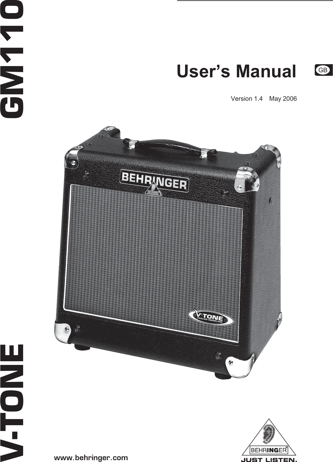 Page 1 of 9 - Behringer V-TONE GM110 DATA-MANFULL_GM110_ENG_Rev_1D User Manual  To The 36a654e3-911c-41dd-a621-c7af5bceb208