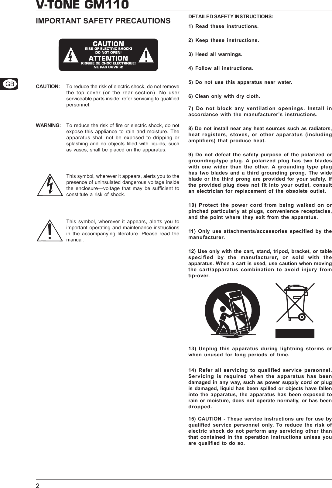 Page 2 of 9 - Behringer V-TONE GM110 DATA-MANFULL_GM110_ENG_Rev_1D User Manual  To The 36a654e3-911c-41dd-a621-c7af5bceb208